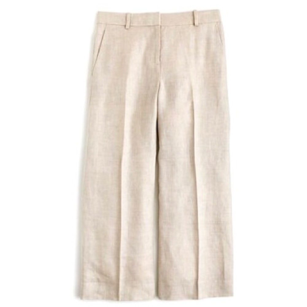J. Crew Linen Gazebo Pants Women’s Size 16 Wide Leg Crop Herringbone Trouser